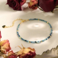 Bracelet en alliage avec perles rondes facettées en pierre de lune naturelle de 3 mm et chaîne d'extension