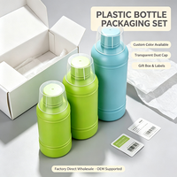 Ensemble d'emballages en plastique pour bouteilles avec capuchon anti-poussière transparent, boîte cadeau couleur personnalisée, étiquettes, fourniture directe d'usine OEM