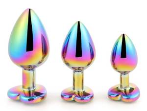 Hotselling Anus Sex Toy <strong>Heart</strong> <strong>Shape</strong> rainbow Color Metal Anal <strong>Stainless</strong> <strong>Butt</strong> <strong>Plug</strong> with <strong>Jewel</strong> - Product Image 2