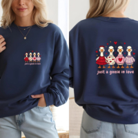 Transfert DTF mignon et adorable, motif canard coquette, drôle, pour la Saint-Valentin, prêt à presser, pour t-shirts et mugs