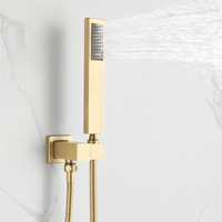Vente flash : Douche murale en acier inoxydable 304, finition dorée, chrome poli, pomme de douche encastrée, robinet, jet de pluie