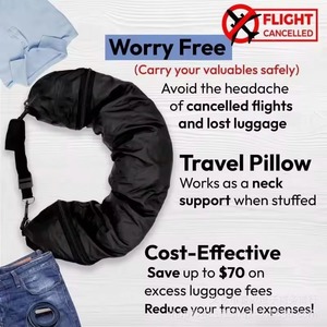 Free Sample Customization Convenient Personality Water Resistant <b>Travel</b> Neck Pillow With Clothes Storage Car Airplane <b>Travel</b> - Product Image 3