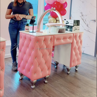 Meubles de salon de manucure en vente, table de manucure rose et diamant, bureau à ongles avec collecteur de poussière
