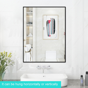 <span class=keywords><strong>Miroir</strong></span> de salle de bain rectangulaire <span class=keywords><strong>grand</strong></span> <span class=keywords><strong>format</strong></span> à cadre noir, <span class=keywords><strong>miroir</strong></span> décoratif mural horizontal pour vanité - Product Image 6