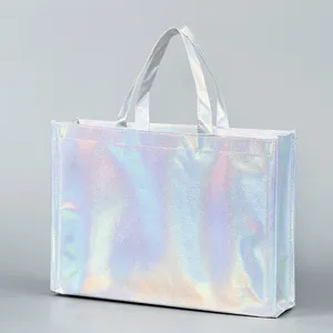 Best-selling Waterproof Laser Metallic Laminated Non Woven Bag Pp Gold Shining Color Bling Glossy Pp Non-woven Tote Bag
