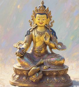 Su misura in varie dimensioni. Il giallo Jambhala, una divinità che protegge il Dharma nella tradizione esoterica del buddismo tibetano. - Product Image 5