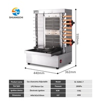 Nouvelle machine à kebab au gaz GPL automatique rotative à deux brûleurs en acier inoxydable commerciale pour shawarma, poulet, viande de dinde
