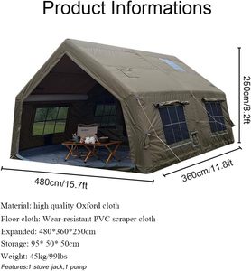 Tente de glamping 4 saisons, tente gonflable avec zones séparées pour vivre et <span class=keywords><strong>dormir</strong></span>, imperméable, yurt pop-up avec trou pour poêle, 8-10 personnes - Product Image 2