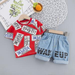 Conjuntos de Ropa para Niños al por Mayor de Alta Calidad y Estilo Moderno, Camiseta Urbana y Pantalones Vaqueros para Niños - Product Image 1