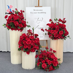 Fleurs de rose rouges artificielles en soie faites à la main, réalistes, romantiques, pour la décoration de mariage, la rentrée scolaire, accessoires de décoration et boules de fleurs - Product Image 2