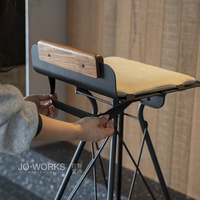 Tabouret de bar en acier robuste avec assise en bois de noyer, structure en métal noir pour îlot de cuisine, bar à domicile, usage commercial
