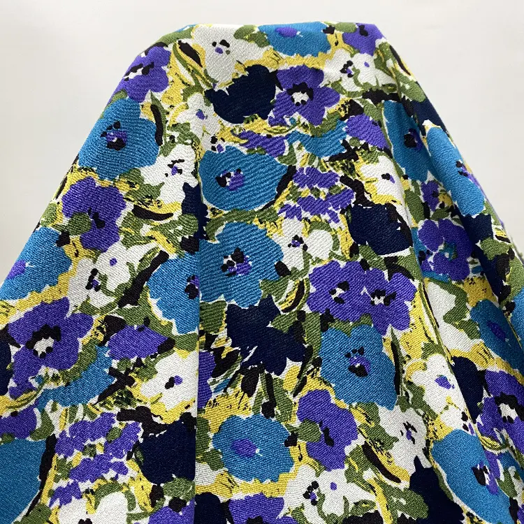 High Quality Customized Baati, Somali Challis Flower Print Plain Woven 160gsm 100% Rayon Soft Fabric For Girls' Dresses/