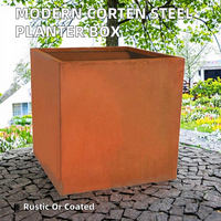 Kualitas tinggi Corten Steel Hotel rumah taman pekebun Laser pemotong Pot bunga penanam minimalis Eropa 125L lubang drainase