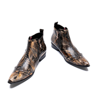 NA207 Bottes de mariage de luxe de style coréen, bottes de moto à bout pointu, bottes de cow-boy, chaussures pour hommes