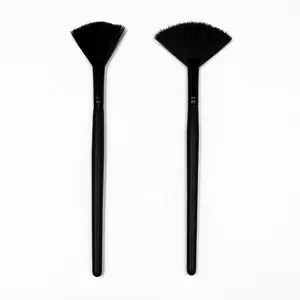 Small All Black Spa Fan Brushes for Mask Applications Fan Brush Makeup Highlighting Cheeks
