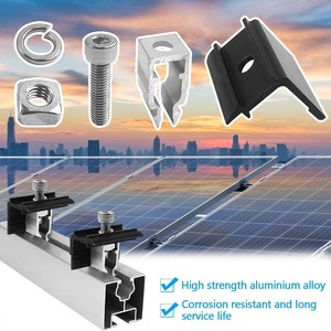 Kit de supports de montage solaire, 10 pièces, pince latérale noire en alliage d'aluminium résistant à la corrosion pour panneaux photovoltaïques - Product Image 1