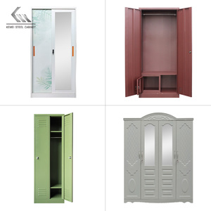 Armoires de Chambre Modernes Chinoises : Petites Armoires Métalliques à Portes Coulissantes ou Battantes, Rangement Gain de Place, Penderie en Acier - Product Image 4