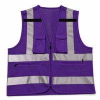 Gilet de sécurité réfléchissant haute visibilité bleu en polyester pour travaux routiers, construction et circulation, conception respirante en maille, OEM