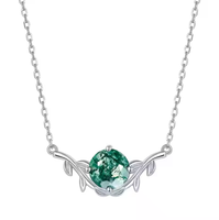 925 pendentif en forme de feuille en agate de mousse naturelle en argent pur pour collier haut de gamme accessoire de mode élégant pour anniversaire