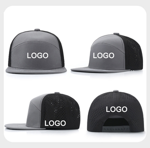 <span class=keywords><strong>Casquette</strong></span> à visière plate en polyester avec logo brodé personnalisé, 7 panneaux, imperméable, <span class=keywords><strong>snapback</strong></span>, perforée au laser, <span class=keywords><strong>casquette</strong></span> de camionneur - Product Image 4