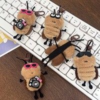 Porte-clés décapsuleur mignon en peluche de cafard de dessin animé, en fausse fourrure, jouet doux en forme 3D, imprimé numériquement, en coton fibreux