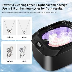 Protez ve diş tutucular için 220mL ultrasonik UV temizleyici 48000HZ 360 derece otomatik derin temizlik elektrik güç kaynağı - Product Image 4