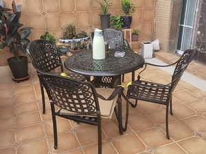 Ensemble <span class=keywords><strong>de</strong></span> meubles <span class=keywords><strong>de</strong></span> <span class=keywords><strong>jardin</strong></span> en aluminium, table et chaises résistantes aux intempéries, ensemble <span class=keywords><strong>de</strong></span> table <span class=keywords><strong>de</strong></span> patio, table à manger, chaises <span class=keywords><strong>de</strong></span> restaurant - Product Image 6