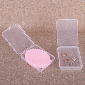 Transparent Plastic Storage Box Rectangle 11.5x9.2x2.8cm With Lid For Facial <b>Puff</b> Packaging General Use - Product Image 4