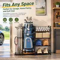 Étagère de rangement pour accessoires de golf à 4 niveaux, organisateur en fer avec base antidérapante pour garage, salle de golf, rangement de clubs, jardin, usage domestique