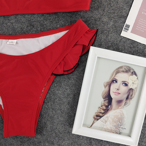 <span class=keywords><strong>Bikini</strong></span> deux pièces très <span class=keywords><strong>court</strong></span> style tendance avec volants et bordure ondulée, maillot de bain sexy et mignon pour filles - Product Image 4