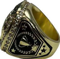 Fantaisie Hommes Personnalisé 24K Plaqué Or En Acier Inoxydable Encart Football Honneur Championnat Football Prix Trophée Cadeau Anneau