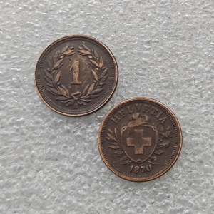 Pièces de monnaie commémoratives de style antique suisse de 1 centime, 1855-1896, cadeaux, décoration de la maison - Product Image 5
