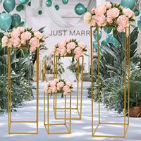 Prix d'usine en gros, support à fleurs en métal doré, centre de table pour mariage et décorations de table, décoration de mariage