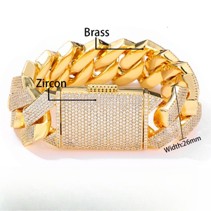 สร้อยข้อมือฮิปฮอป 26 มม. ประดับเพชรซิคอนหกแถว สร้อยคิวบันทรงข้าวหลามตัด สร้อยข้อมือผู้ชาย เครื่องประดับแฟชั่น สร้อยคอแฟชั่นทันสมัย - Product Image 2