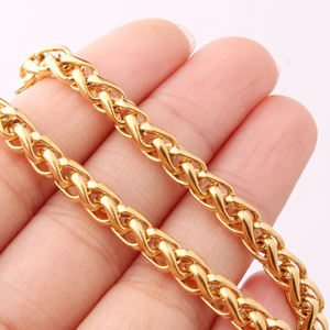 Оптовая продажа, ожерелье из нержавеющей стали с позолоченной пшеничной цепью 18 карат | Ювелирные изделия в стиле хип-хоп (2/3/4/5/6/7/8 мм) - Product Image 2