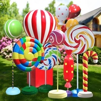 Grande sculpture de bonbon en fibre de verre pour extérieur, statue géante de sucette, décoration personnalisée pour magasin de bonbons, sculpture de dessert en résine pour jardin