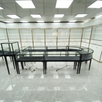 Vitrine à bijoux en verre haut de gamme Hongzhan, cadre en acier inoxydable plaqué titane, verre trempé transparent, pour centre commercial