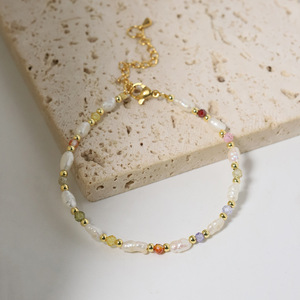 Bracelet ras du cou en perles d'eau douce, chaîne courte, style tendance, bijoux modernes et élégants, bracelet chic en perles - Product Image 1