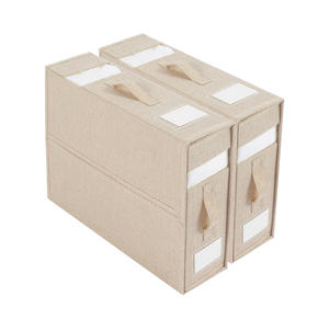 Boîte de rangement pliable rectangulaire en stock avec fermeture éclair, en tissu de lin, capacité supérieure à 35L pour le rangement des draps et de la literie - Product Image 1