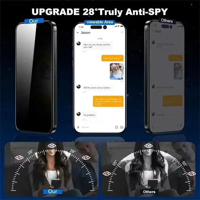 Privacy Screen Protector for Samsung A16 A56 A55 5g S25 Ultra S24 FE A26 A54 A36 Oleophobic Coating Dust Free Installation Glass