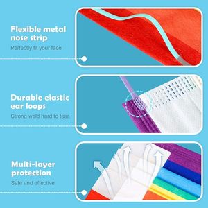 หน้ากากแบบใช้แล้วทิ้งสำหรับผู้ชายหน้ากาก3ชั้นแบบระบายอากาศได้หน้ากากสำหรับผู้หญิงที่คล้องหูกลางแจ้งในร่มสีสันสดใส - Product Image 3
