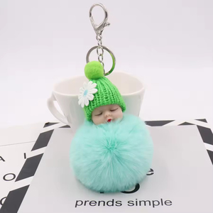 Fluffy Kawaii Sang Trọng Búp Bê <span class=keywords><strong>Pom</strong></span> <span class=keywords><strong>Pom</strong></span> <span class=keywords><strong>Keychain</strong></span> Cho Phụ Nữ Cô Gái Túi Quyến Rũ Mặt Dây Chuyền 8Cm Tùy Chỉnh Dễ Thương Sang Trọng Ngủ Nụ Cười Bé Móc Khóa - Product Image 4