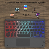 Funda con Teclado Táctil Universal de Cuero para Tablet, Teclado Inalámbrico Retroiluminado para Tablets Android/iOS/Windows de 9-11 Pulgadas