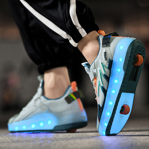 <span class=keywords><strong>Chaussures</strong></span> <span class=keywords><strong>à</strong></span> <span class=keywords><strong>roulettes</strong></span> rétractables LED lumineuses 4 roues en gros, baskets <span class=keywords><strong>à</strong></span> <span class=keywords><strong>roulettes</strong></span> 2-en-1 en maille respirante avec frein pour enfants - Product Image 2