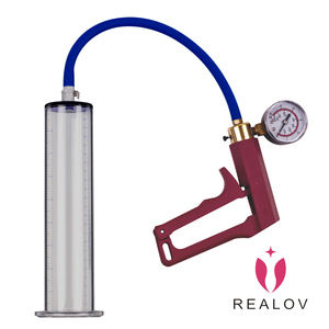 Verbesserung der männlichen Vergrößerung mit Messgerät mit Acryl zylinder 1,75 "* 9" roter Griff Messing Pistole Griff Penis Vakuumpumpe - Product Image 5