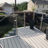 Poteaux de garde-corps en verre Système de garde-corps en acier inoxydable 304 Panneaux de verre pour escalier Balcon Villa-Rouille/Résistant à l'eau Montage au sol