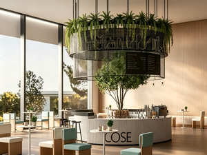 Design d'intérieur de café nordique de luxe |   Comptoir de bar modulaire pour café et solutions d'aménagement de magasins de détail en bois et pierre - Product Image 4