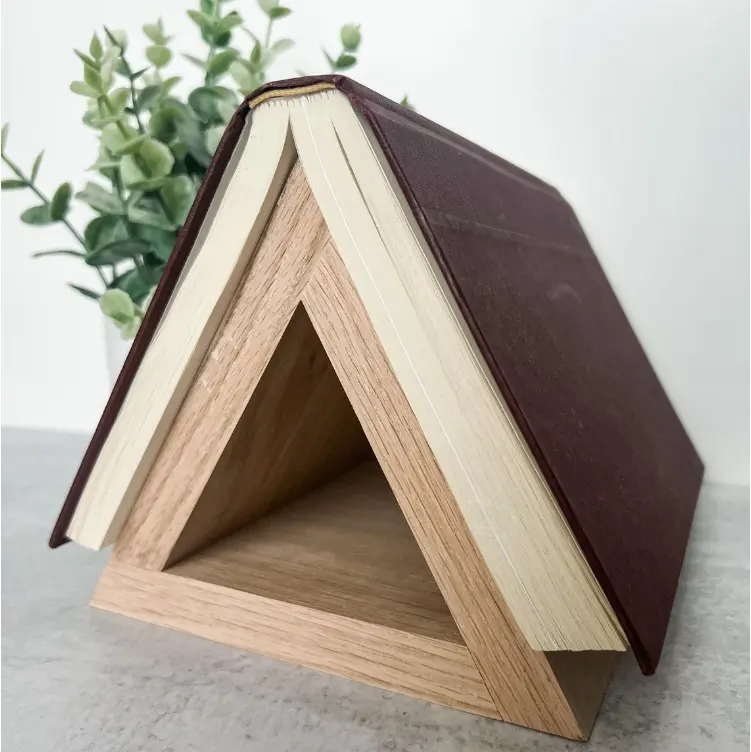 Customized DIY Color Triangle Bookstand Book Stand Wood Bookmark Nightstand Book Holder for Gift