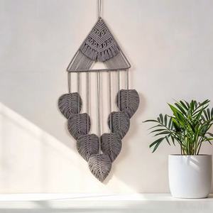 <span class=keywords><strong>Tapiz</strong></span> de Algodón Tejido a Mano, Atrapasueños, Estilo Bohemio Nórdico, Forma de Hoja, Decoración de Pared para Casa de Huéspedes - Product Image 3