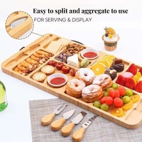 Plateau à fromage pliable, portable et durable en bambou pour pique-nique à la plage, réceptions, plateau pour viande et fruits
